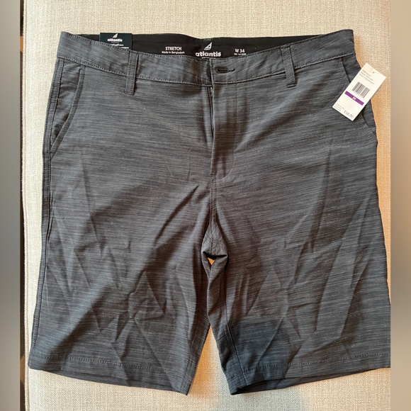 NWT-Men’s Atlantis Hybrid Performance Quick Dry Stretch Steel Grey Short (Sz 34) - Picture 2 of 5